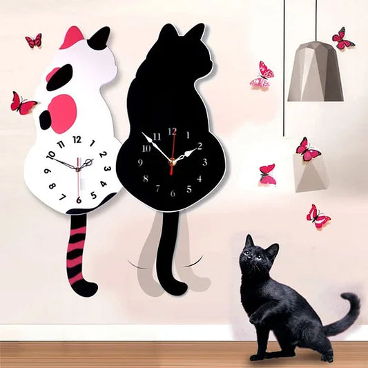 北欧猫のしっぽを振る壁掛け時計