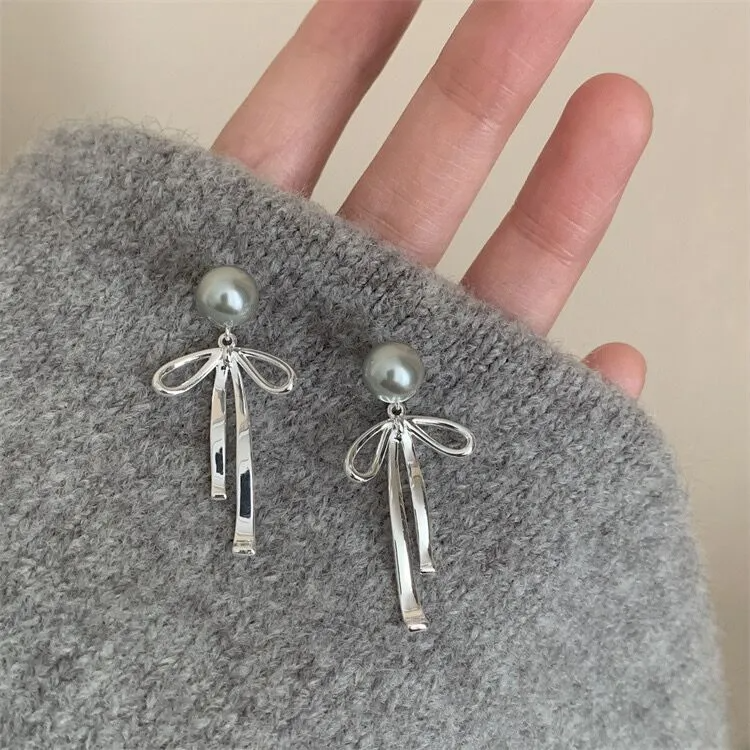 2WAYパールリボンピアス