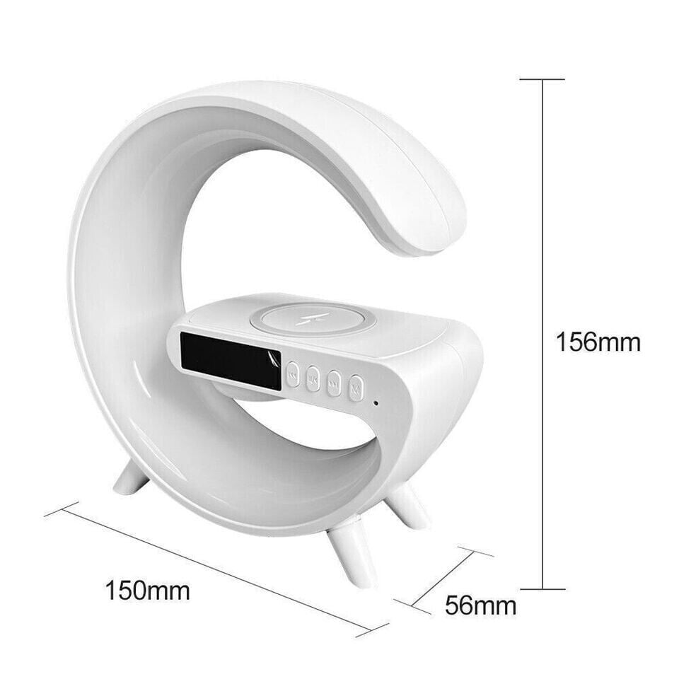 多機能Bluetoothスピーカー - カラフルな雰囲気ライト、ワイヤレス充電と時計のオールインワンマシン